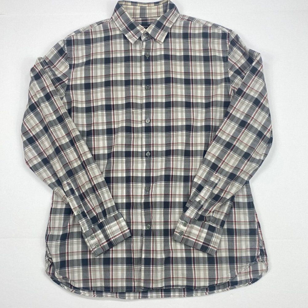 John Varvatos Men’s Plaid Button Up Shirt Size M Cotton